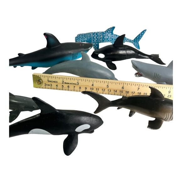 Lot of 8 Sharks Whales Dolphins PVC Figures Toys Sea Animals Cake Topper Ocean - Picture 11 of 11